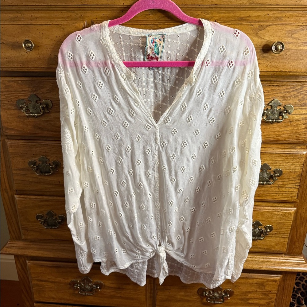 White eyelet Johnny Was Blouse